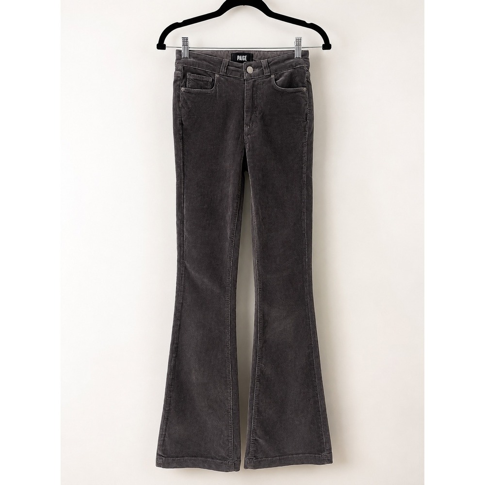 Paige Bell Canyon Pants Womens 25 Gray Corduroy High Rise Flare Tall Boho Retro